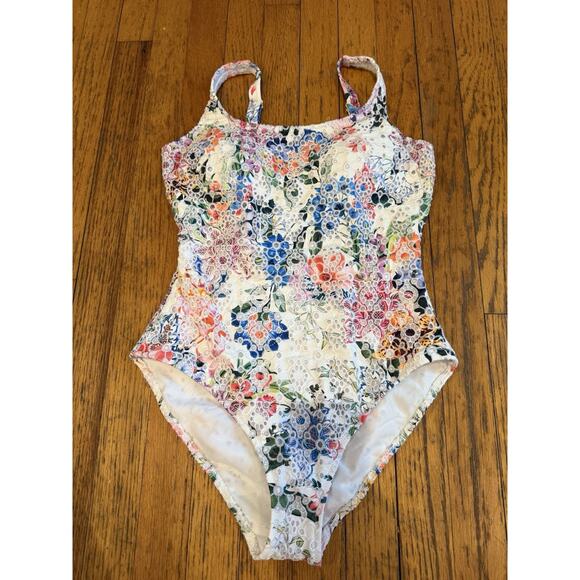 NWT Johnny Was Neon Jungle Eyelet One Piece Swimsuit Size Small $228 - Picture 6 of 11